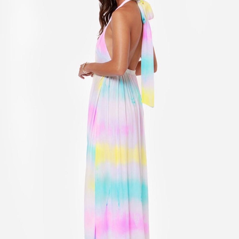 Lulu’s Totally Beachin' Tie-Dye Halter Maxi Dress